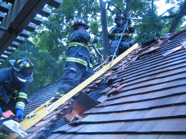 GARAGE FIRE BEDFORD CENTER RD
 L to R Ex Chief D. Liburdi, J. Nickson, M. Kane